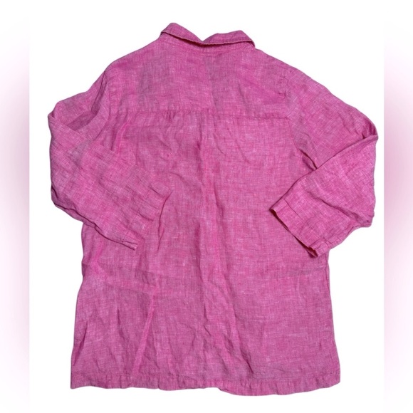 Tahari 100% Linen Button Front Top Size Small Fuchsia Pink - Picture 4 of 5